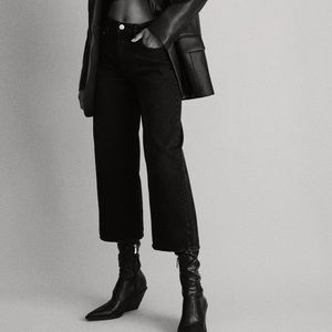 Zara women’s crop high waist black jeans denim